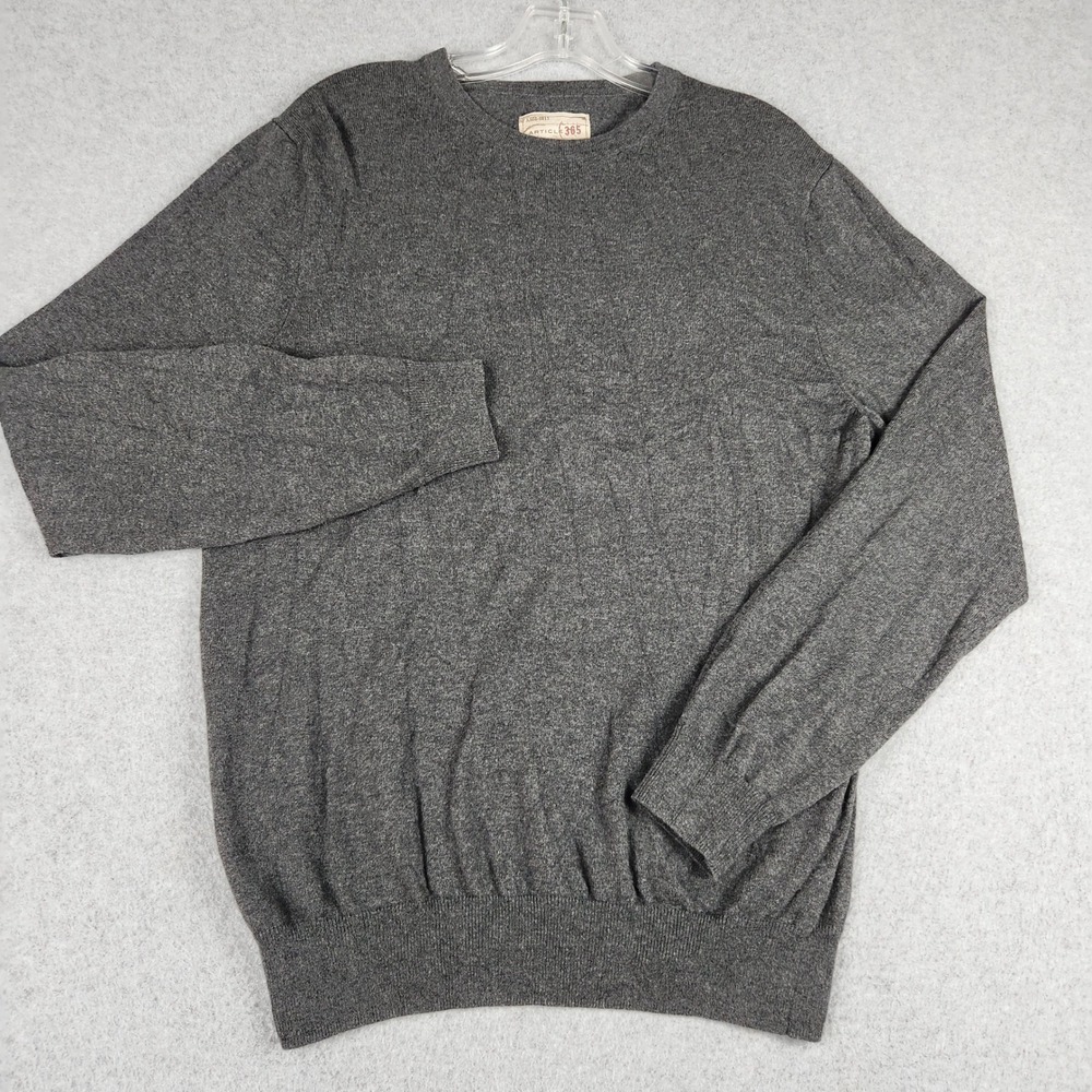Article 365 Sweater Mens‎ Small Gray Knit Cashmere Slim Fit Crewneck Pullover